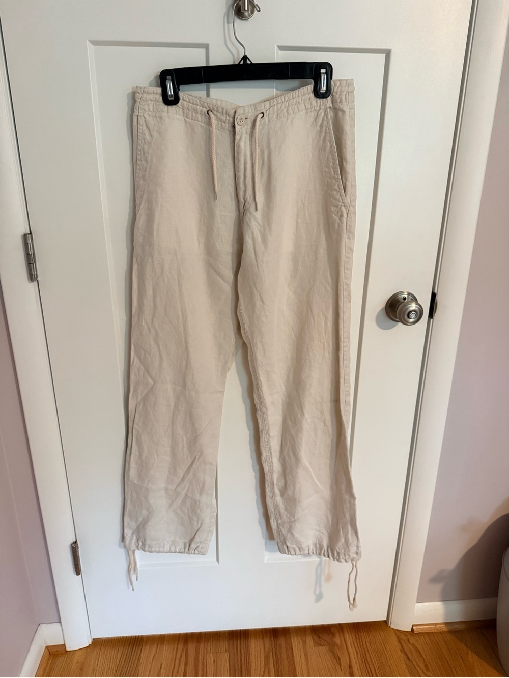 H&M 100% Linen Light Beige Drawstring Pants